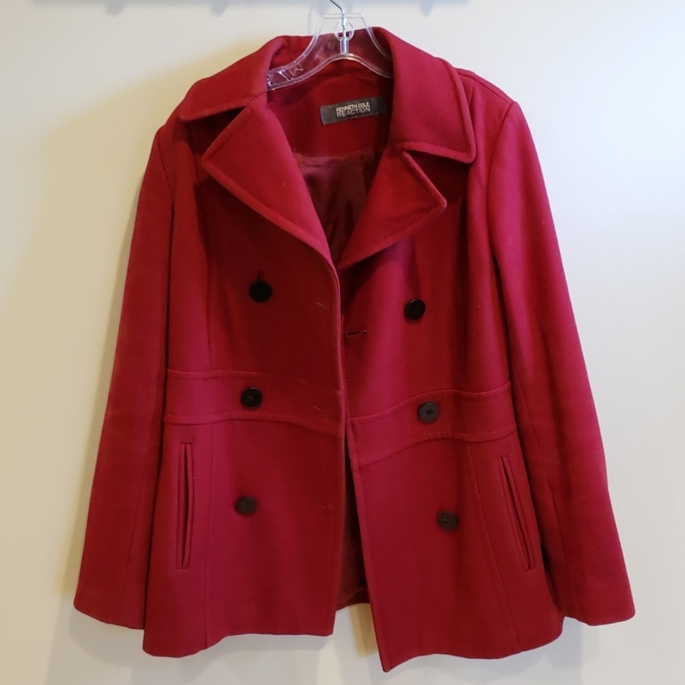 Red Kenneth Cole Reaction double breasted coat